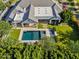 Beautiful home featuring a sparkling pool and lush green landscaping with covered patio at 20644 E Sunrise Ct, Queen Creek, AZ 85142