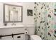 Charming bathroom featuring a modern vanity and unique cactus-themed shower curtain at 2211 N Recker Rd, Mesa, AZ 85215