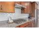 A detailed view of the kitchen countertop, showcasing granite surfaces and modern appliances at 23179 S 225Th Pl, Queen Creek, AZ 85142