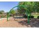 Modern playground climbing structure on a wood chip surface with a nearby bench at 23179 S 225Th Pl, Queen Creek, AZ 85142