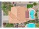 Overhead view of the home, with its terracotta roof, pool, patio and landscaping at 4043 N Ranier --, Mesa, AZ 85215