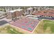 Aerial view of condo complex with pool and tennis, and pickleball courts at 515 S Parkcrest -- # 531, Mesa, AZ 85206