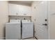 Practical laundry room with ample storage space, a washing machine, and a dryer at 5830 E Mckellips Rd # 101, Mesa, AZ 85215