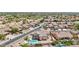Aerial view of a single-Gathering home featuring a pool and well-maintained desert landscaping at 7472 E Black Rock Rd, Scottsdale, AZ 85255
