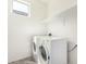 Modern laundry room with a full-size washer and dryer and built-in shelving at 9148 W Meadow Dr, Peoria, AZ 85382