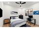 Well-lit bedroom featuring hardwood floors, a cozy bed, modern furniture, and stylish decor for relaxation at 1013 W Ardmore Rd, Phoenix, AZ 85041
