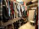 Walk-in closet featuring hanging racks for clothing and racks for shoe storage at 18427 E Verde Ct, Gold Canyon, AZ 85118