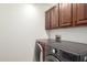 Convenient laundry room with washer, dryer, and built-in cabinets for organized storage at 2302 S Canfield --, Mesa, AZ 85209