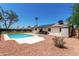 Spacious backyard with a sparkling pool, red rock landscaping, and a covered patio for relaxing at 3415 E Anderson Dr, Phoenix, AZ 85032