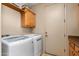 Laundry room area features cabinetry, modern washer, and dryer machines at 4234 E Narrowleaf Dr, Gilbert, AZ 85298