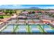 Aerial view of well-maintained pickleball courts in a vibrant community setting at 4234 E Narrowleaf Dr, Gilbert, AZ 85298
