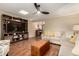 Comfortable living room with wood floors, modern furnishings, and a ceiling fan at 5037 N 81St St, Scottsdale, AZ 85250