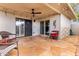 Covered patio features ample seating, ceiling fan, and access to multiple sliding glass doors at 5037 N 81St St, Scottsdale, AZ 85250