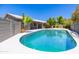 Sparkling pool in a private backyard, surrounded by lush greenery and a grey fence at 6127 N 16Th Pl, Phoenix, AZ 85016