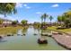 Beautiful community pond featuring mature landscaping, walking paths, and covered picnic areas at 921 E Canyon Way, Chandler, AZ 85249