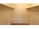 Walk-in closet offering ample storage space with upper shelving and wood floor at 1702 W Tuckey Ln # 209, Phoenix, AZ 85015