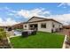 Beautiful backyard oasis with artificial turf, a sparkling pool, and a covered patio for outdoor enjoyment at 24035 N 171St Dr, Surprise, AZ 85387