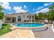 Expansive backyard with a sparkling pool, lush artificial grass, and a charming patio area at 5510 W Arrowhead Lakes Dr, Glendale, AZ 85308