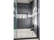 Bathroom shower featuring gray tiling, a built-in shelf, and glass door at 736 S Winthrop Cir, Mesa, AZ 85204
