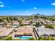 Scenic aerial view showcasing the backyard pool, mature trees, and well-maintained property in a desirable location at 8318 E Via De Los Libros --, Scottsdale, AZ 85258