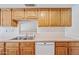 A kitchen area is showcased with a double sink, wooden cabinets and a white dishwasher at 8318 E Via De Los Libros --, Scottsdale, AZ 85258