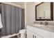 Bathroom with granite countertop, toilet, shower and modern fixtures at 10136 E Southern Ave # 3091, Mesa, AZ 85209
