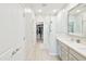 Modern bathroom featuring glass shower, closet and double sinks at 155 N Lakeview Blvd # 268, Chandler, AZ 85225