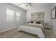 Comfortable bedroom featuring a ceiling fan, carpet, and two large windows at 20073 S 231St Pl, Queen Creek, AZ 85142
