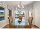 Sunlit breakfast nook with a glass table, woven chairs, and views of the pool and backyard at 3665 S Jojoba Way, Chandler, AZ 85248