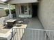 Inviting outdoor patio space complete with a seating area, bench, and a view of the home's entry at 3677 E Park Ave, Gilbert, AZ 85234