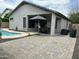 Covered patio featuring an outdoor dining area and access to the private pool at 3677 E Park Ave, Gilbert, AZ 85234