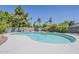 Backyard with a large pool, lush landscaping, and a privacy fence at 625 E Silver Creek Rd, Gilbert, AZ 85296