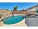 A backyard pool with waterfall and desert landscaping provides a relaxing outdoor oasis at 13620 N 82Nd Ln, Peoria, AZ 85381
