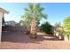 Low maintenance backyard with desert landscaping featuring mature palm trees, decorative rock and privacy walls at 17516 W Pershing St, Surprise, AZ 85388