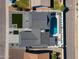 Aerial view of the property showcasing the pool, backyard, patio, and landscaped surroundings at 3413 N 87Th Pl, Scottsdale, AZ 85251