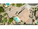 Aerial view of the beautiful backyard with a private pool, desert landscaping and privacy fence at 9203 E Topeka Dr, Scottsdale, AZ 85255