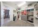 Large closet featuring an open layout, carpet floors and custom built in shelving units at 9750 E Radioactive Dr, Mesa, AZ 85212