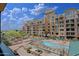 Beautiful exterior shot of the building and swimming pool from an elevated position at 16 W Encanto Blvd # 305, Phoenix, AZ 85003