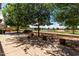 Secluded backyard featuring mature trees, desert landscaping and partial golf course views at 17406 N Escalante Ln, Surprise, AZ 85374
