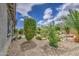 Private backyard with manicured landscaping, gravel, vibrant flowers, and serene atmosphere at 21711 E Arroyo Verde Dr, Queen Creek, AZ 85142