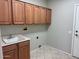 Laundry room featuring a sink, cabinets, and a door to the exterior at 15801 W Goldenrod Dr, Surprise, AZ 85374