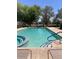 Community pool area with a hot tub, lounge seating, and lush landscaping at 21059 E Pickett St, Queen Creek, AZ 85142