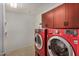 Well-lit laundry room with cherry red washer and dryer at 2302 N Central Ave # 206, Phoenix, AZ 85004