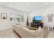 Bright living room with a cozy sofa, large windows, and modern entertainment center at 4077 S Sabrina Dr # 30, Chandler, AZ 85248