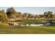 Picturesque pond surrounded by lush greenery and trees, with mountains in the background, creating a serene atmosphere at 6873 S Lake Forest Ct, Chandler, AZ 85249