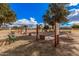Bocce ball court with benches, well-maintained grounds, and blue skies in a welcoming community setting at 8248 E Emelita Ave, Mesa, AZ 85208