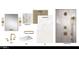 This bathroom features a mirror, elegant lighting fixtures, countertops, and shower walls at 13202 N 76Th Pl, Scottsdale, AZ 85260