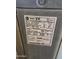 Close up of the label on the AC unit showing model and serial numbers at 15352 W Ventura St, Surprise, AZ 85379
