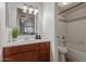 Bright bathroom featuring tile flooring, single vanity and shower-tub combination at 2301 E University Dr # 233, Mesa, AZ 85213