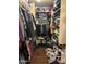 Walk-in closet packed with hanging clothes and shoes at 2411 W Lucia Dr, Phoenix, AZ 85085